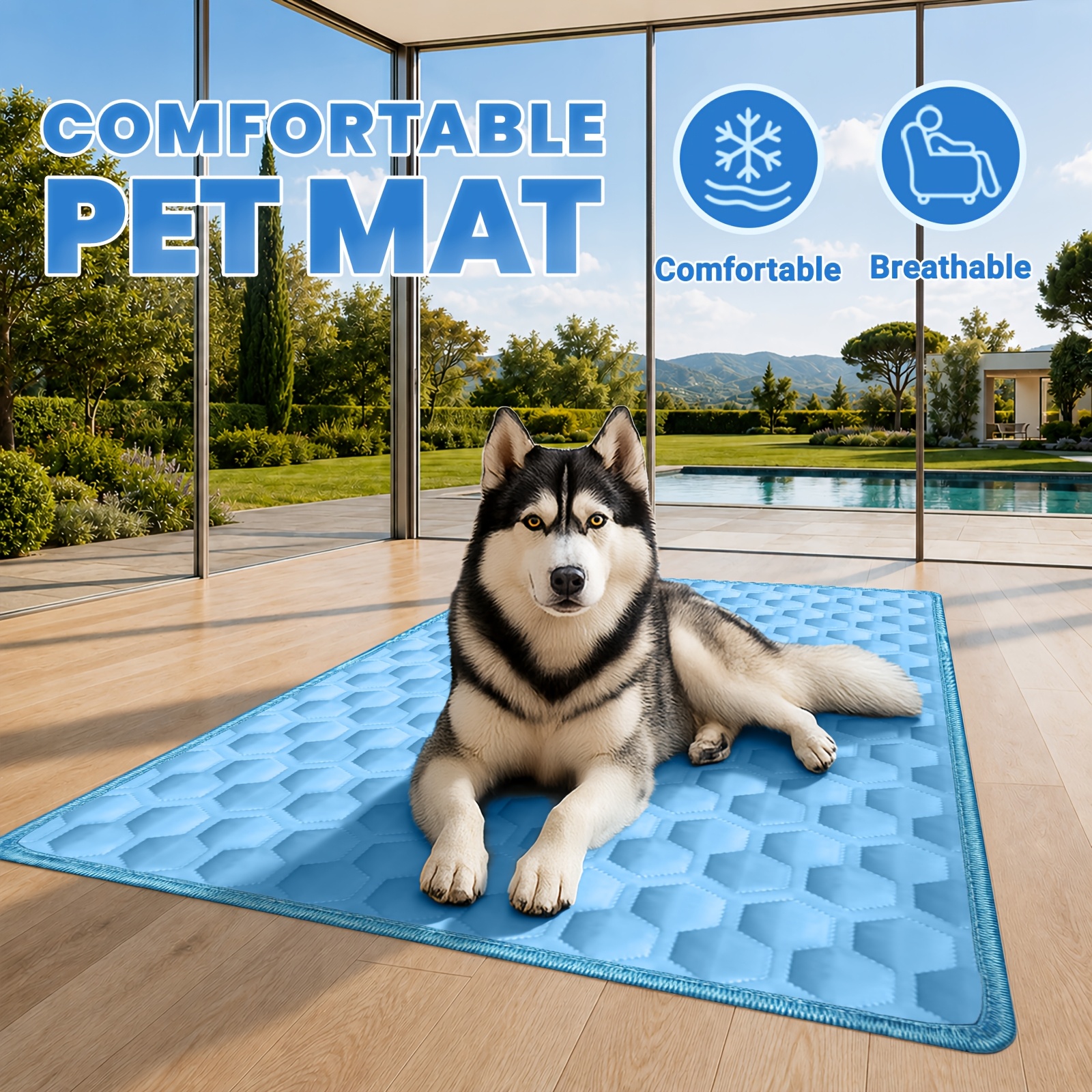 [ Newly Upgraded] Summer Pet Cooling Mat For , Sweat-absorbent Fabric | Ventilated Mesh Bed | Durable Polyester - Keep Your Cats And Dogs Cool And Comfortable Long, For Small, Medium, And Large Pets