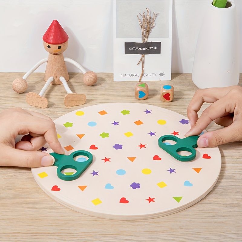 

Wooden Table Game, Parent-child Interactive Game Puzzle Shape Matching Toy, Training Concentration, Finding Picture Toy