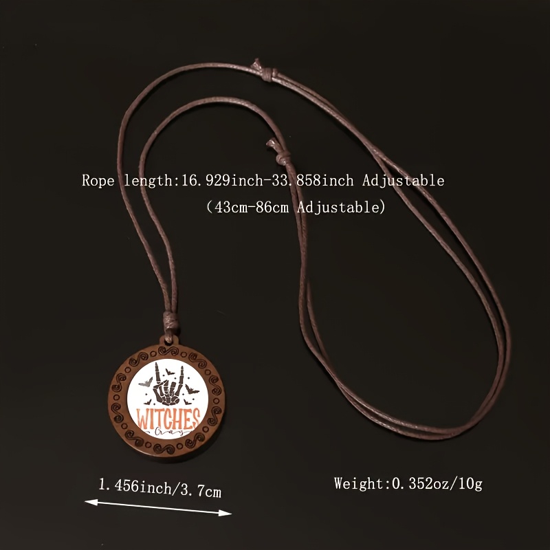 Halloween Witch Wooden Necklace, Fun Fashion Accessory