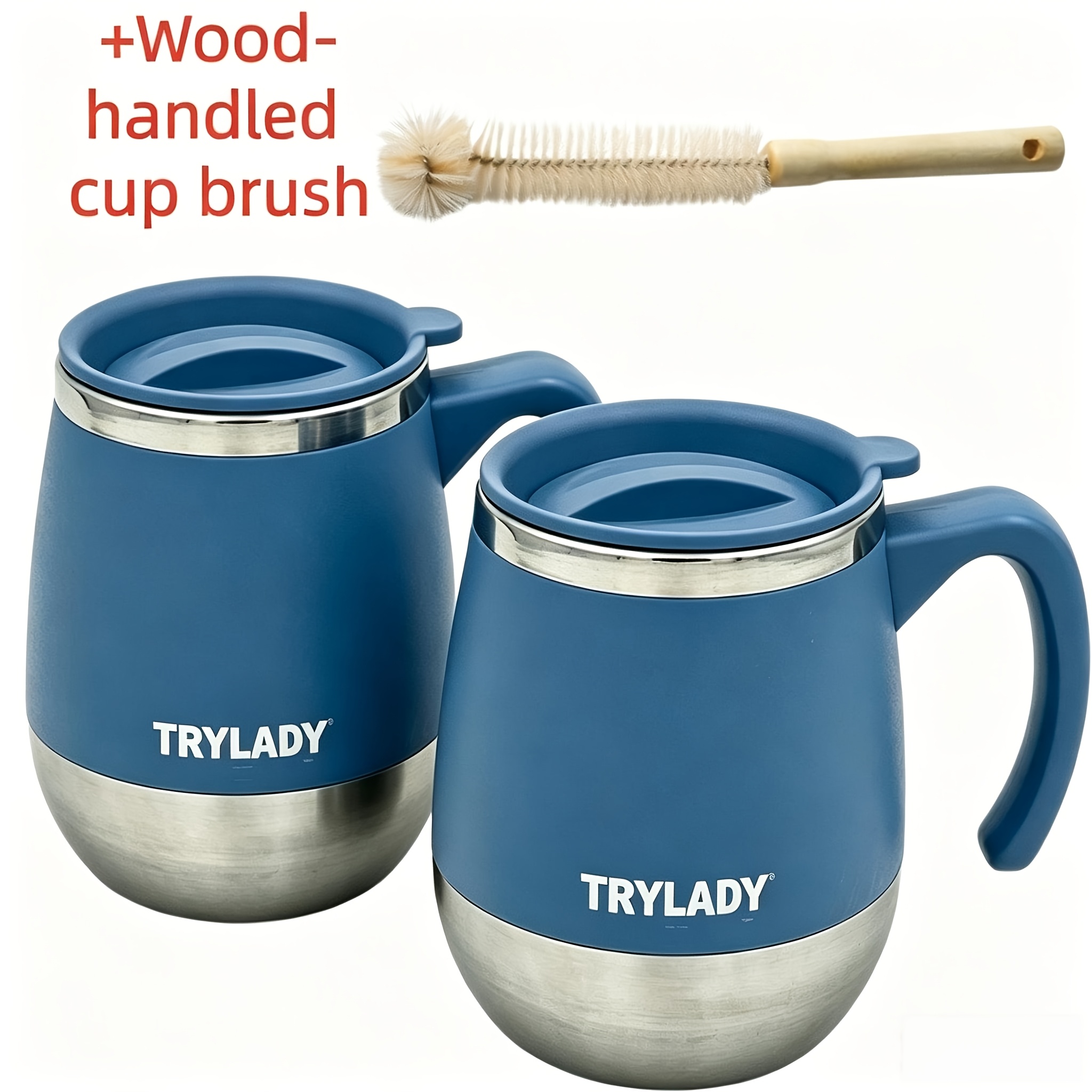 TEMU Trylady (new Model) 3pcs Double-layer Insulated Cup - Suitable For Hot And Cold Drinks. 16.91 Oz Stainless Steel Vacuum-sealed Coffee Cup. With