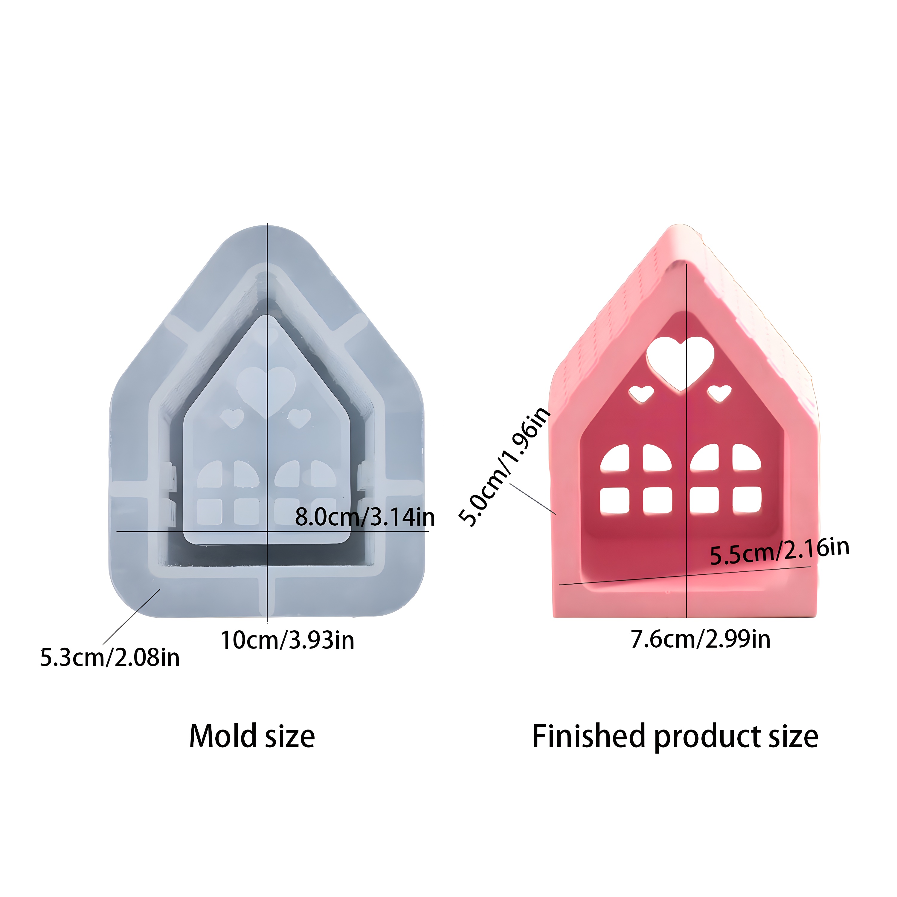 1pc Candlestick Silicone Casting Mold - Heart Light Holder Plaster Craft Mold, Diy House Shape Cement Candlestick Silicone Mold - Home Decoration Gift Ideas