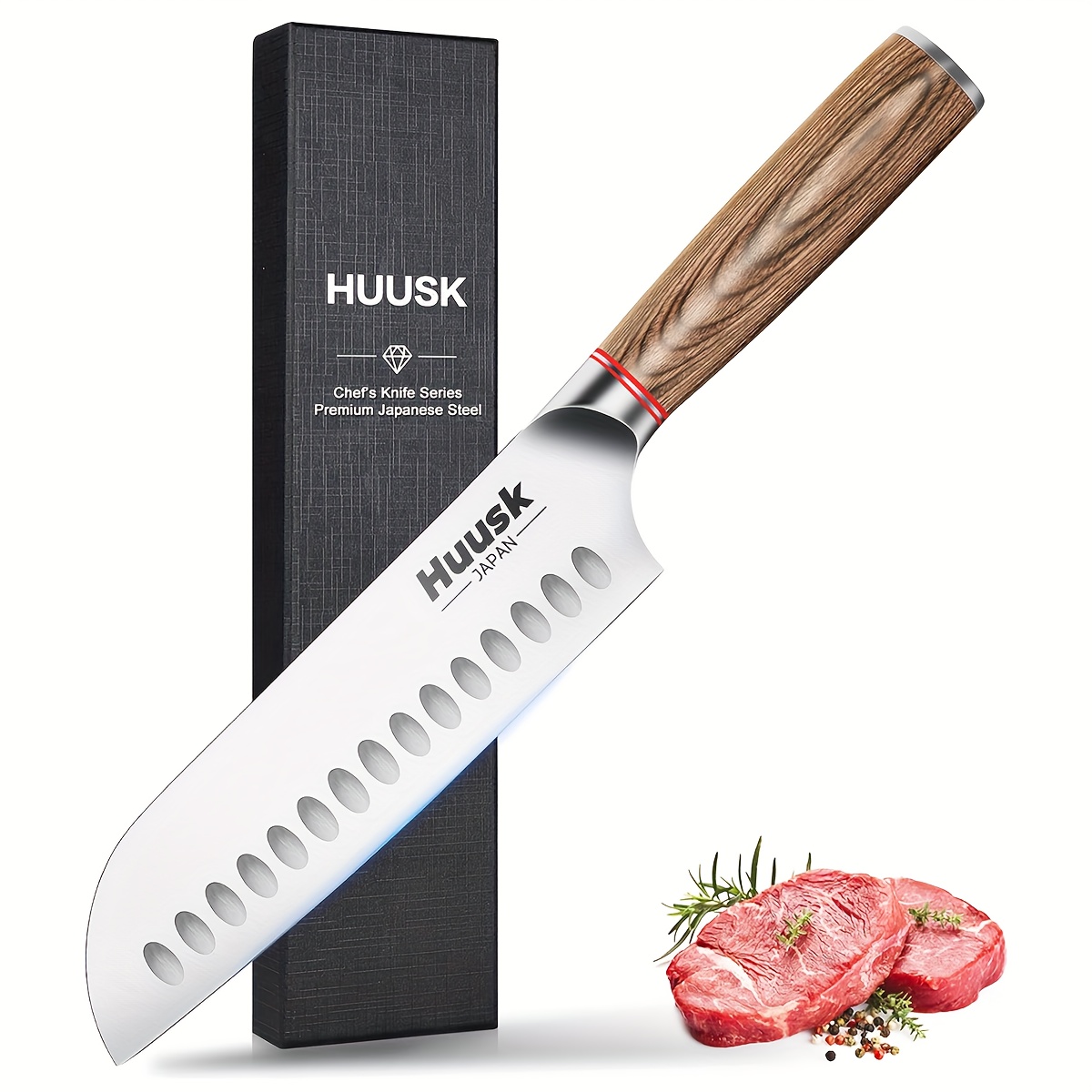 

7 Inch Santoku Knife With Ultra Sharp Blade, Japanese High Carbon Chef Knife With Professional Ergonomic Handle For Home Kitchen, Father's Day Christmas Gift Men Women