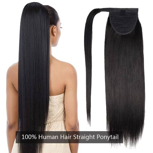 long straight human hair ponytail for women human hair ponytail clip in ponytail hair extensions for women ponytail human hair for monthers day vacation party