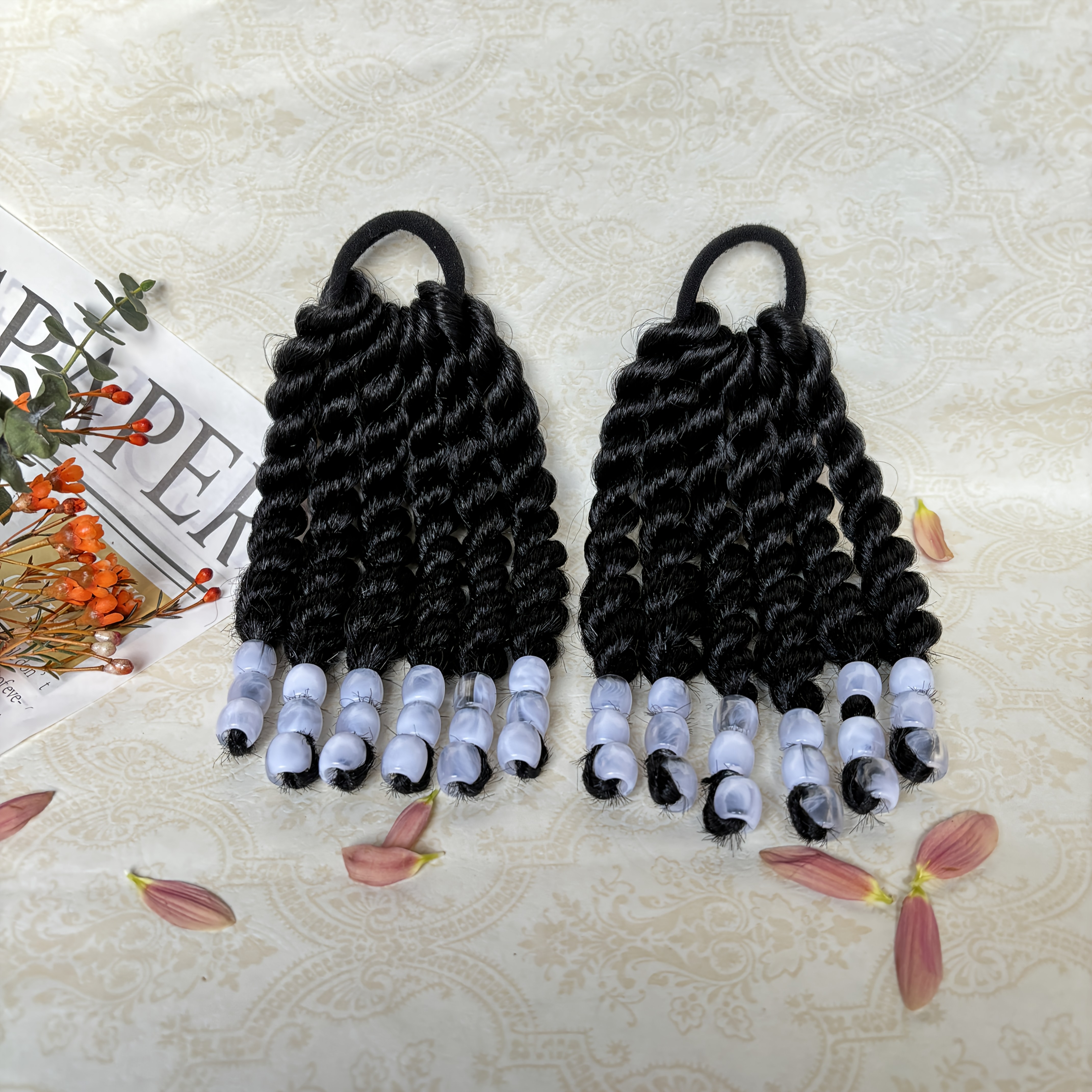 TEMU 6 Inch 2pcs Hair Extension, Fluffy Cute Short Ponytail, Hair Beads At The End, Everyday And Party Hair