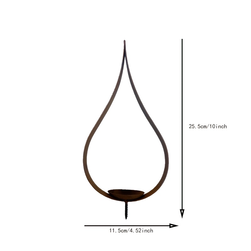 Image of 1pc Distressed Iron Rusting Candlestick Outdoor Courtyard Garden Decor Ornaments Retro Atmosphere Metal Candle Holder With Screw Fixing Terrace Stump Lawn Scenery