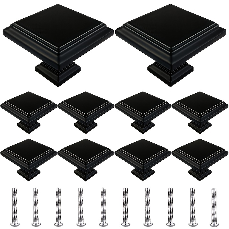 TEMU 10pcs Matte Black Kitchen Cabinet Knobs, Aluminum Alloy Single-hole Cabinet Handles, Drawer Handles, Modern Hardware Handles For Kitchen