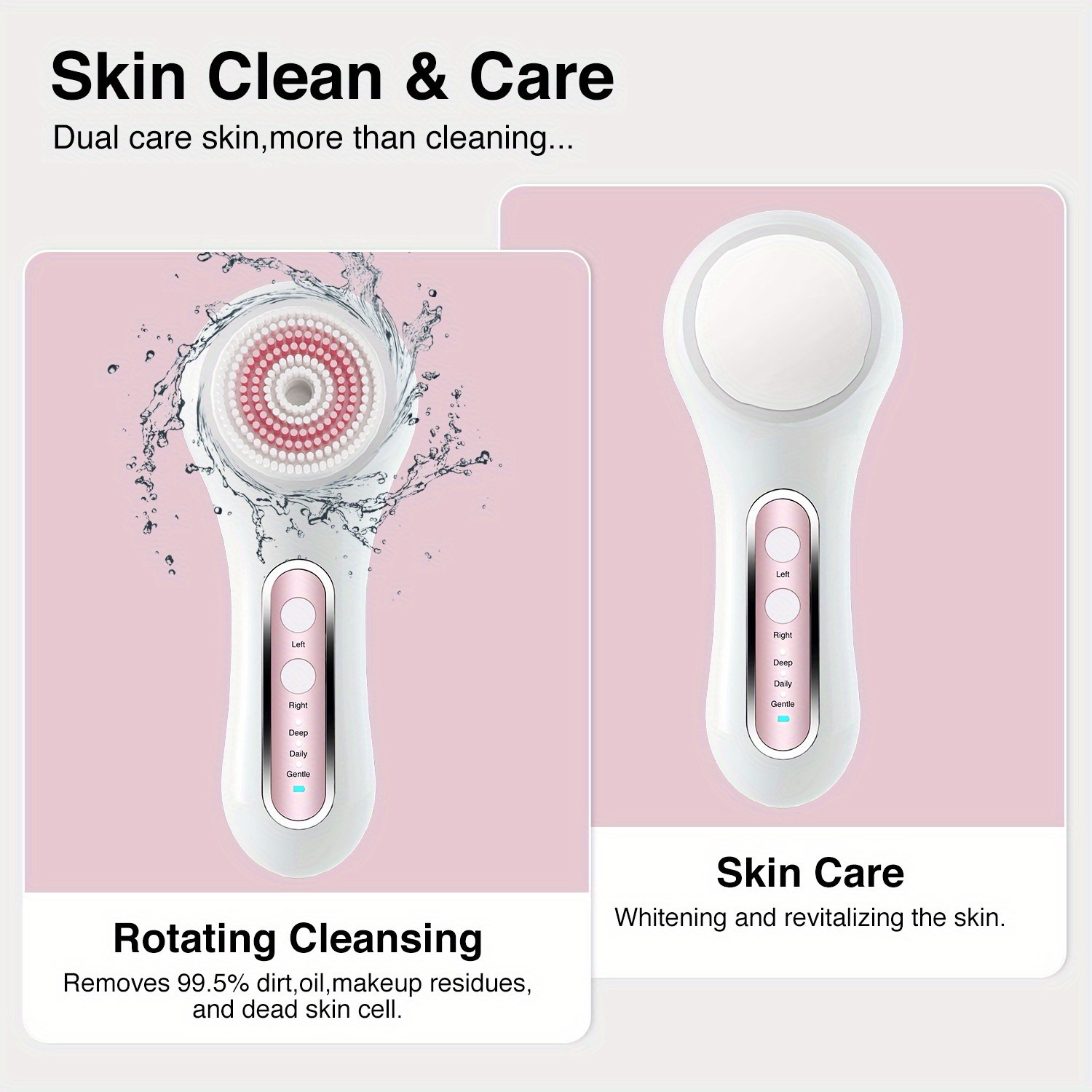 Rechargeable Face Scrubber & Exfoliating Brush, 5 Brush Heads, 3 Modes (Gentle/Deep/Daily), USB Charging with Stand Base - Perfect for Makeup Removal, Deep Cleansing & Massaging, Hypoallergenic Design, Facial Light Beige Care Gift for Mom On Mother's Day