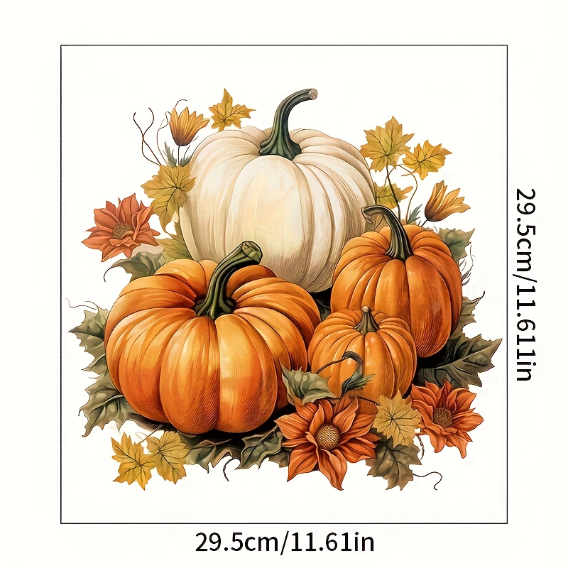 TEMU 1pc Autumn Sticker: Pumpkins Gathered Around A Ring Of And Flowers, The Gentle Charm Of Autumn. Decorative Sticker For Toilets, Walls. Made Of