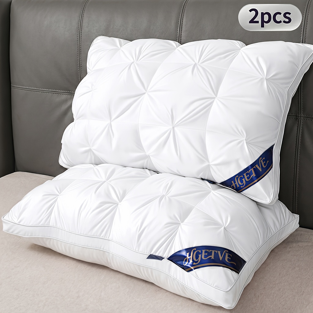 Image of 2pcs Hotel Three-dimensional Light Luxury Pillow, Side Sleeping/back Sleeping/ Fine, Soft Support For The Neck, Suitable For Families, Student Dormitories, Universal For , Different Sizes And Colors