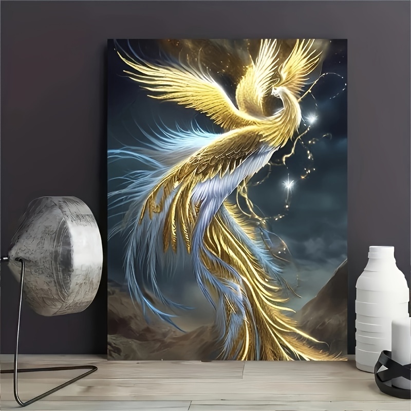 

Phoenix D'or, Peinture Décorative, Peinture À L'huile 1pc Adulte Débutant Sans Cadre DIY Peinture Numérique, Peinture Acrylique Facile À L'Eau Numérique, Décoration Cadeau 16x20 Pouces