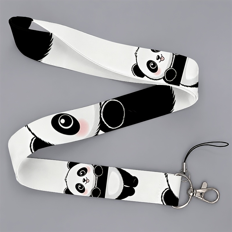 TEMU 2D Flache All-Gender ID-Lanyard für Büroangestellte und Studenten, Niedlicher Cartoon Panda Print Schlüsselband für Handys und
