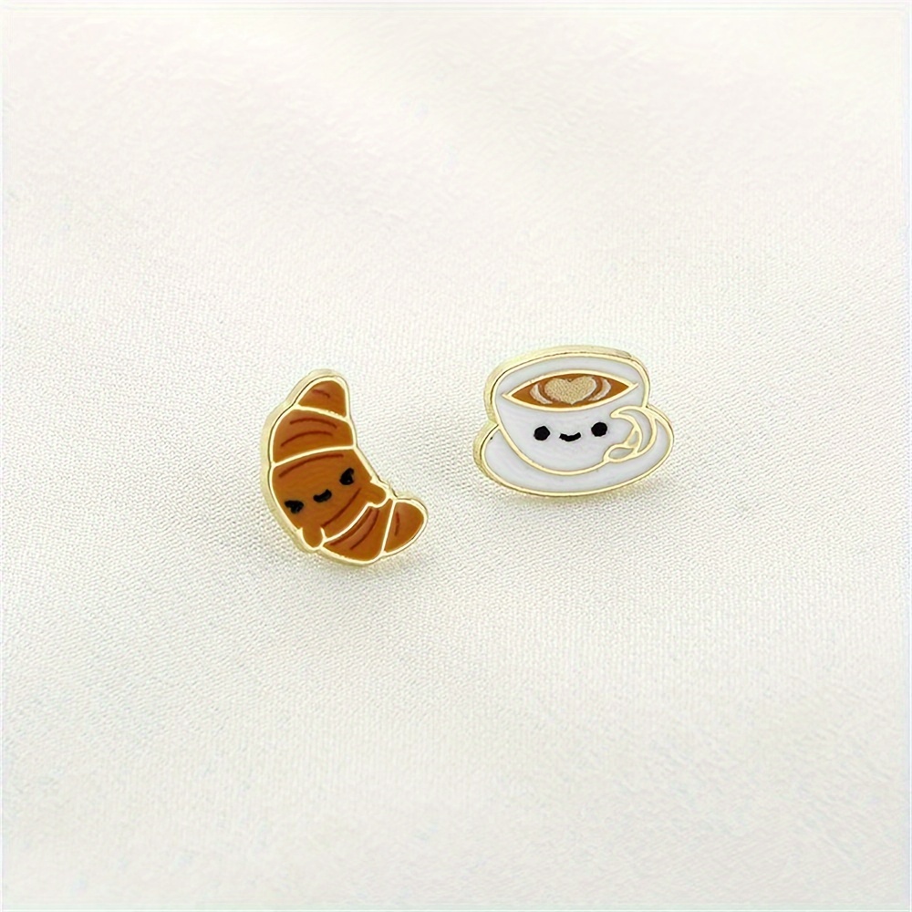 

Cute Breakfast Enamel Ear Studs, Alloy With Copper Post, Fashionable Jewelry Gift For Friends, Accessory