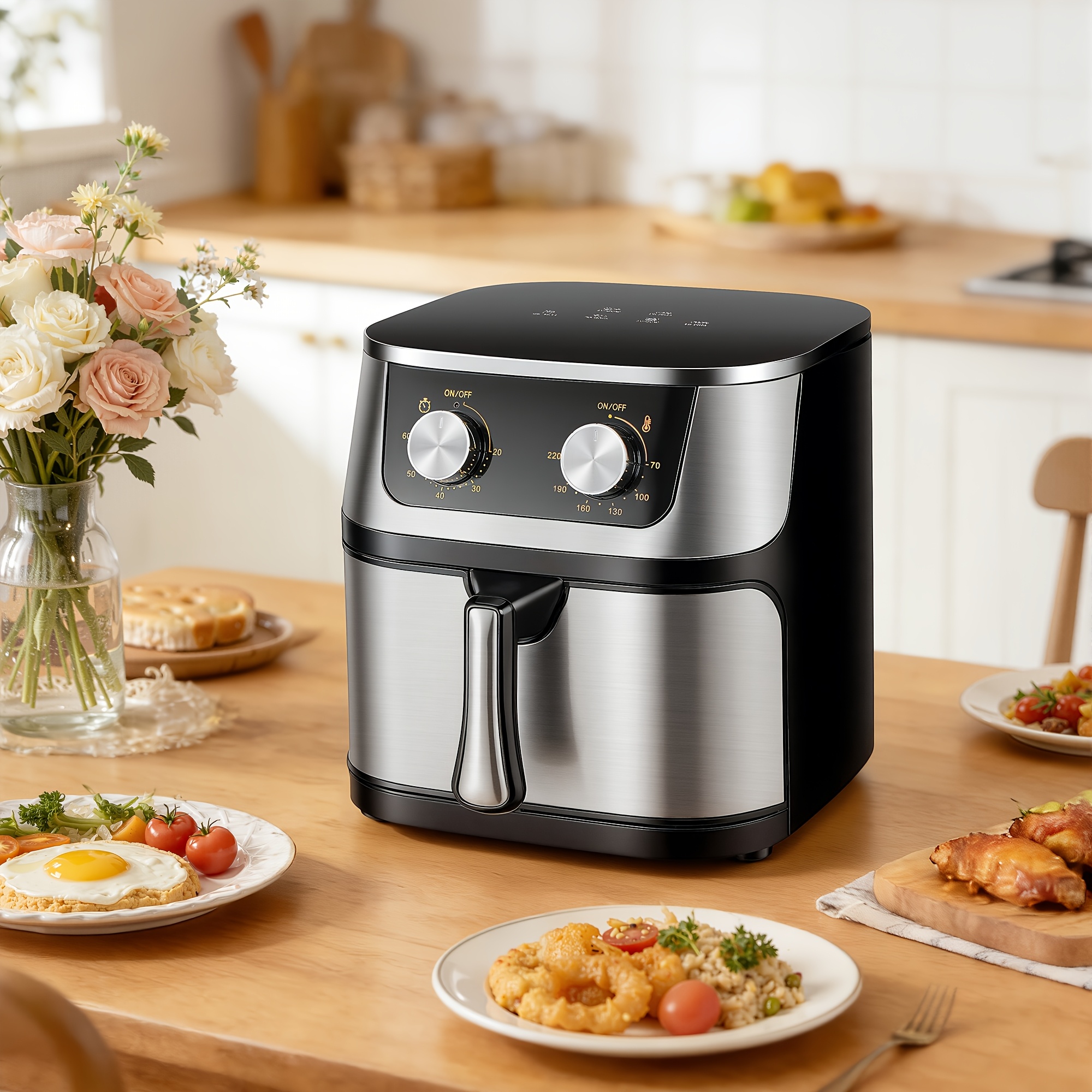 10l Air Fryer With 12 Menu Options, Adjustable Timer & Temperature Control 180-400 Degrees F, Dishwasher-safe Nonstick Fry Basket