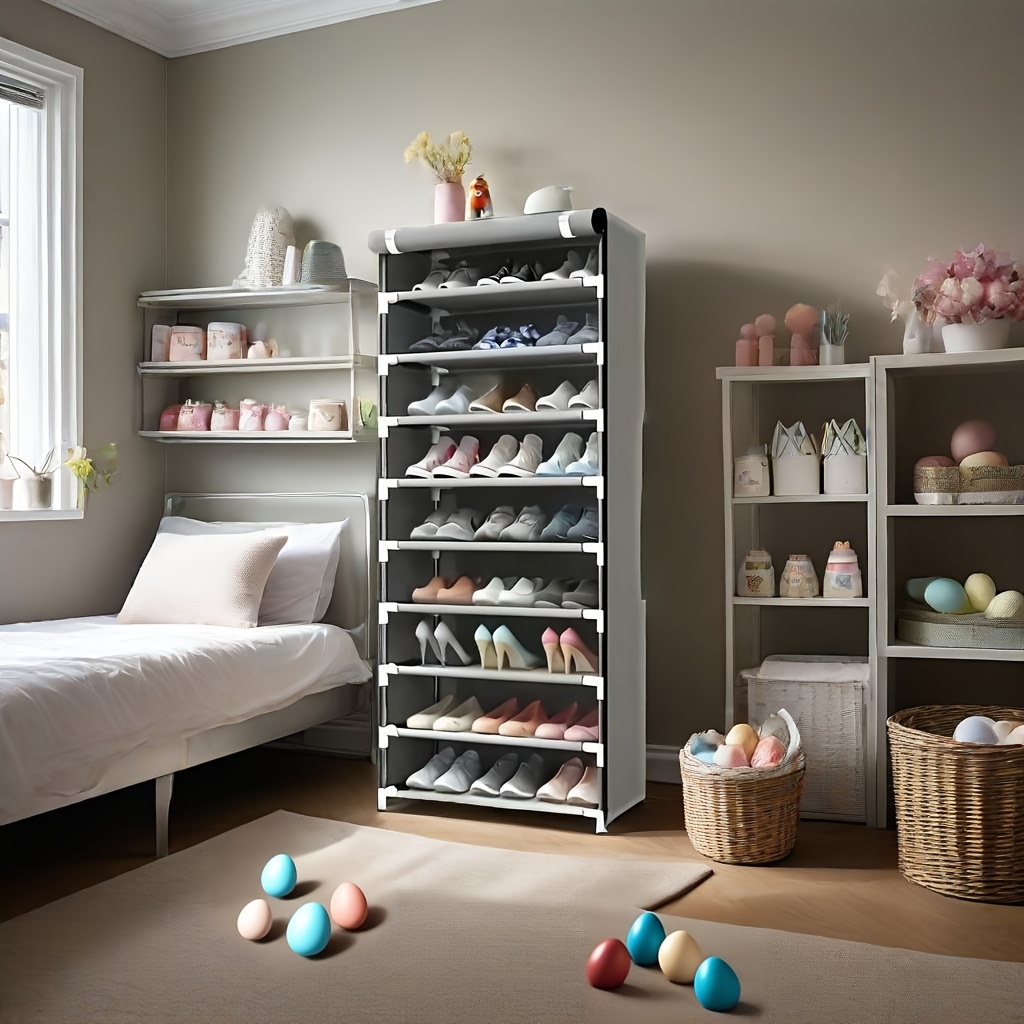 E-shop Mehrschichtiger Staubdichter Schuhregal-Aufbewahrungsschrank - Einfacher, moderner, platzsparender Vliesstoff-Schrank - Raumsparendes Design