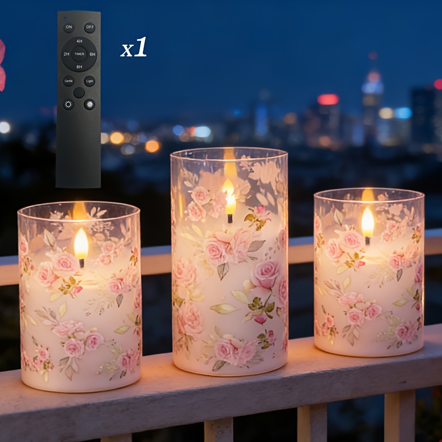 E-shop Muttertag, Valentinstag Rosen-Stil, Acryl, mit Xiaomi-Fernbedienung (Batterien nicht enthalten), batteriebetriebene elektronische Kerze mit