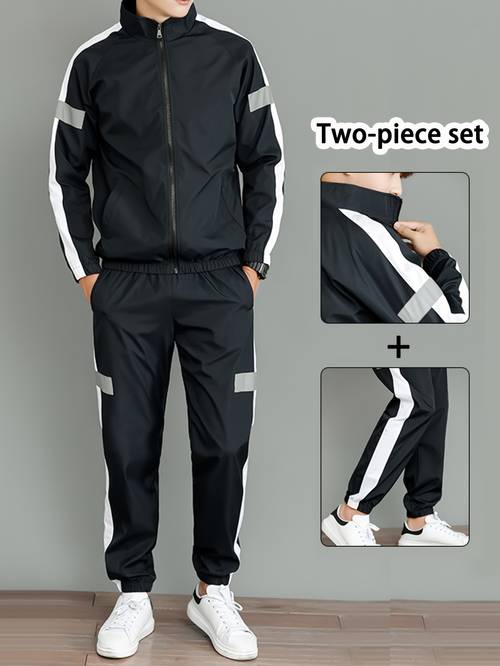 item picture mens casual sportswear set for spring and autumn jacket and joggers 2pcs set