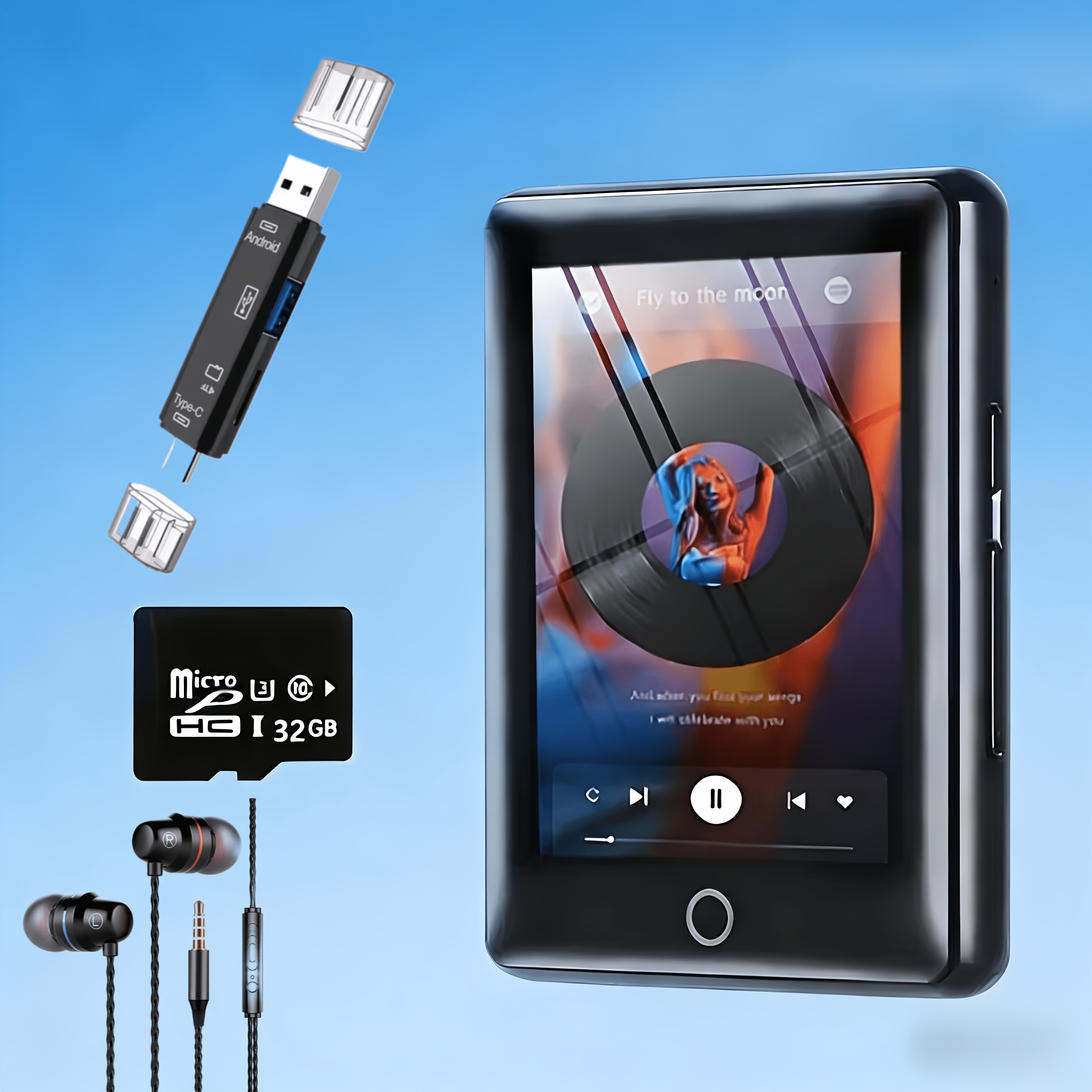 hi fi high   mp3 mp4 player with bluetooth touchscreen control video and music functions   headphones and card reader ideal as a gift