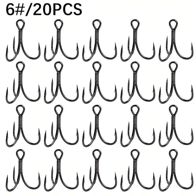 TEMU 20pcs Three-pronged Fishing Hooks With Barbs For Lure And Anchor, Fish Hooks, Salmon Fishing Hooks, Salmon Hooks