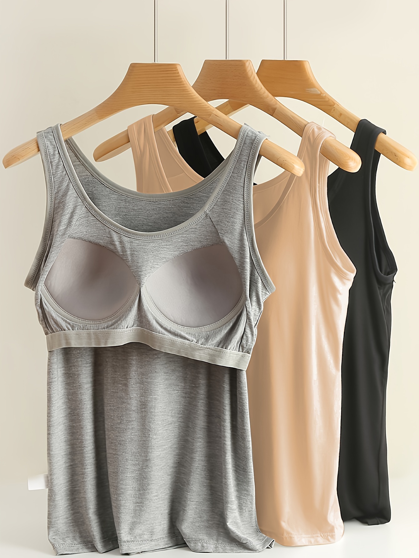 3pcs set womens comfortable wide strap sports tank tops with built in pads   needed simple and fashionable     as innerwear or outerwear