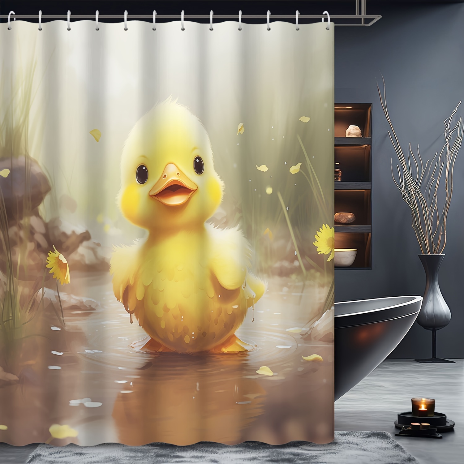 Cartoon Animal Little Yellow Duck Bathroom Shower Curtain 12 Temu