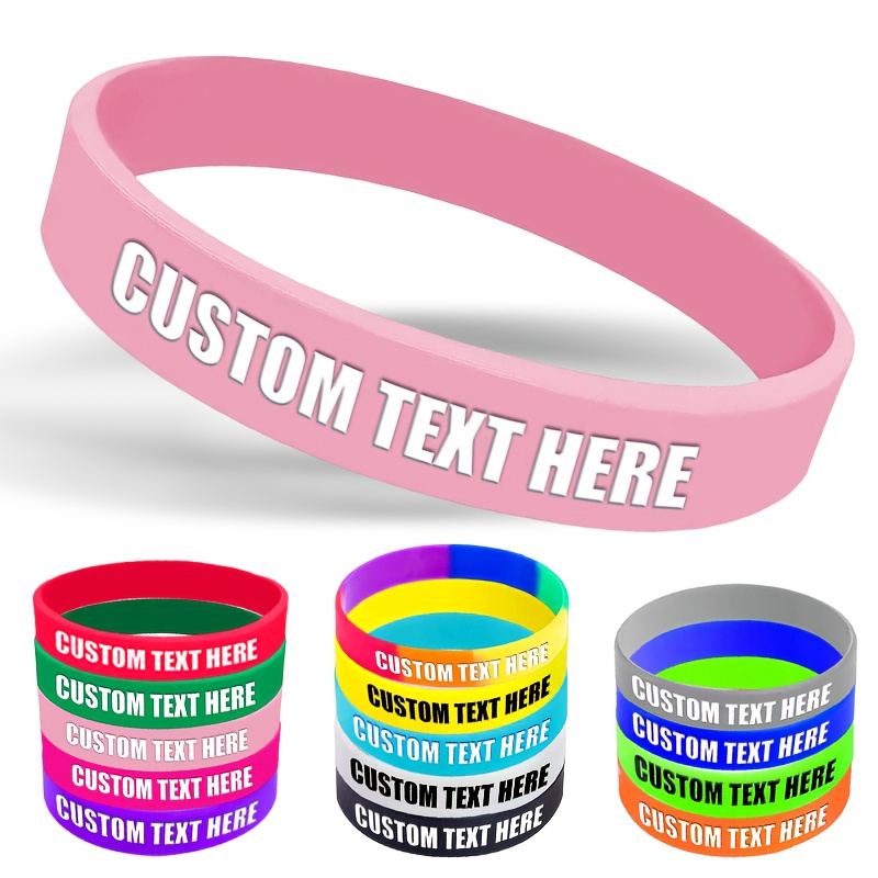 55pcs Custom Silicone Wristbands with Letter Patterns