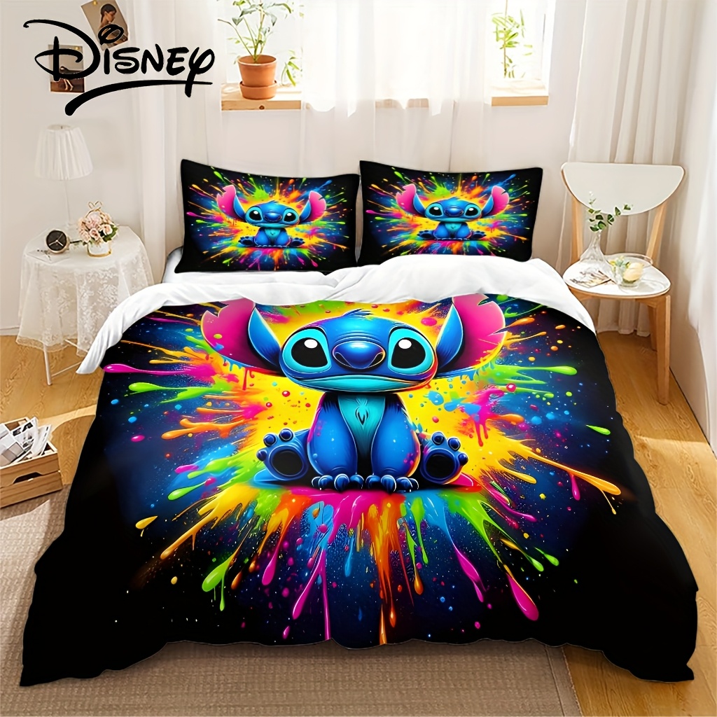 

Authorized 3pcs Disney Stitch & Stitch Themed Bedding Set, Which Includes 1 Quilt Cover And 2 Pillowcases, Is An Ideal For Room Decor In Multiple Sizes.