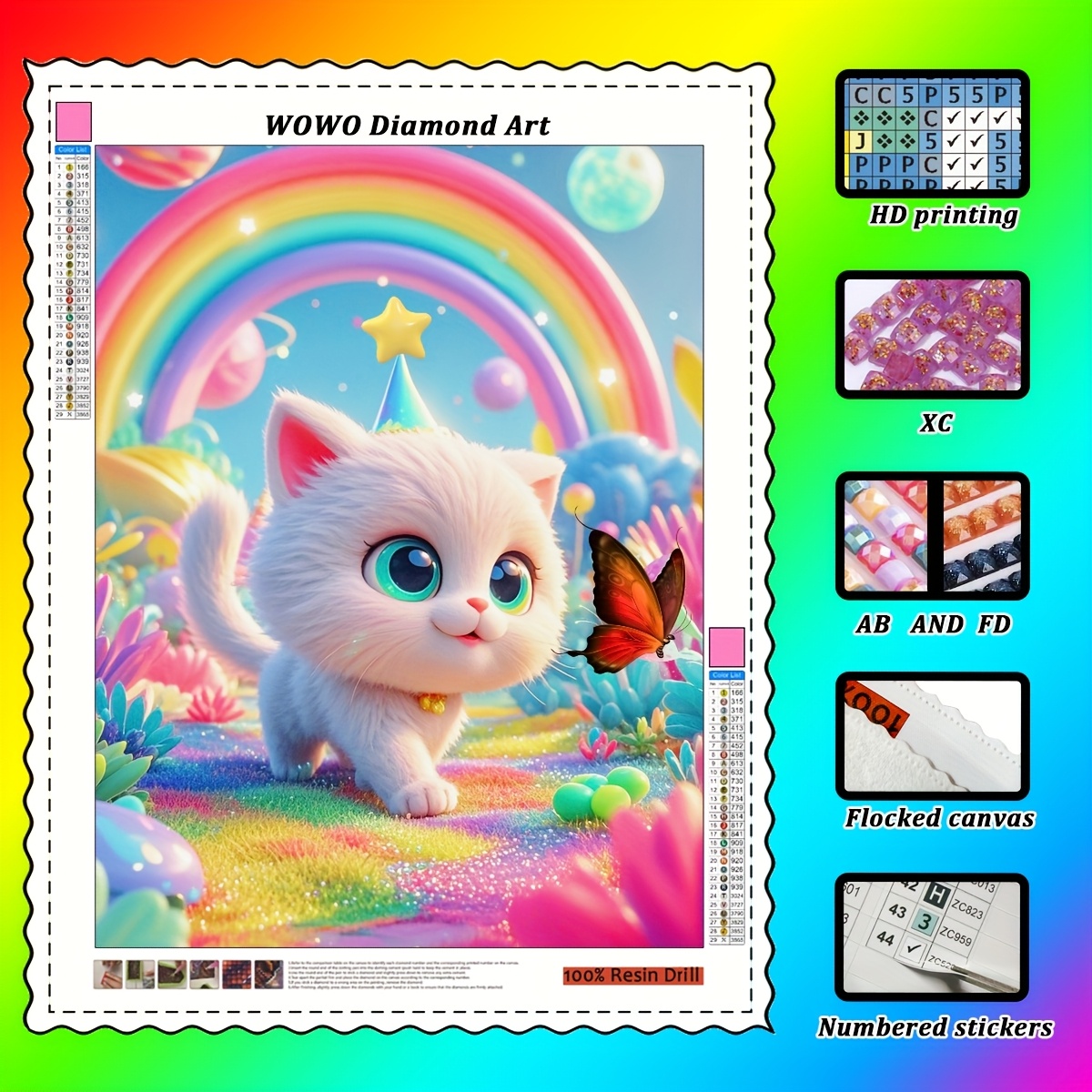 

1pc And Butterfly 5d Kit, Square Animal Theme With Ab, Glitter & Fairy Dust Resin Diamonds, Abs Material, Velvet Texture, 3d Decor