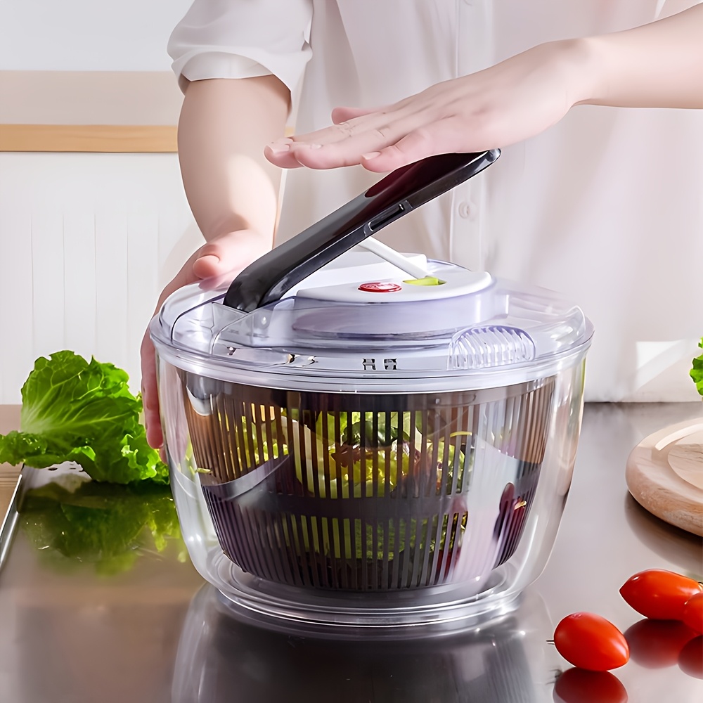 TEMU 1pc Salad Spin Dryer, 5-liter Capacity, 25cm Diameter, Made Of Plastic, With Filter And Lid - Salad Spinner Lettuce Spinner For Washing And