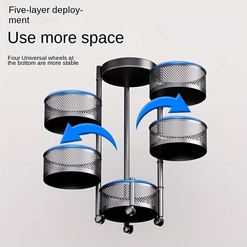 

Versatile Rotating Storage Rack - Multi-layer, Stackable Metal Organizer For Home & Kitchen