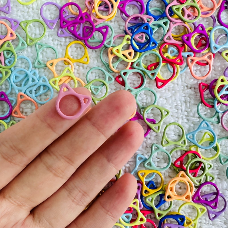 TEMU 36pcs Adorable Cat Ear-shaped Metal Markers In 12 Vibrant Colors, 3 Sizes - Knit & Sewing Projects, Beadwork Essentials whimsical Accessories durable Markers