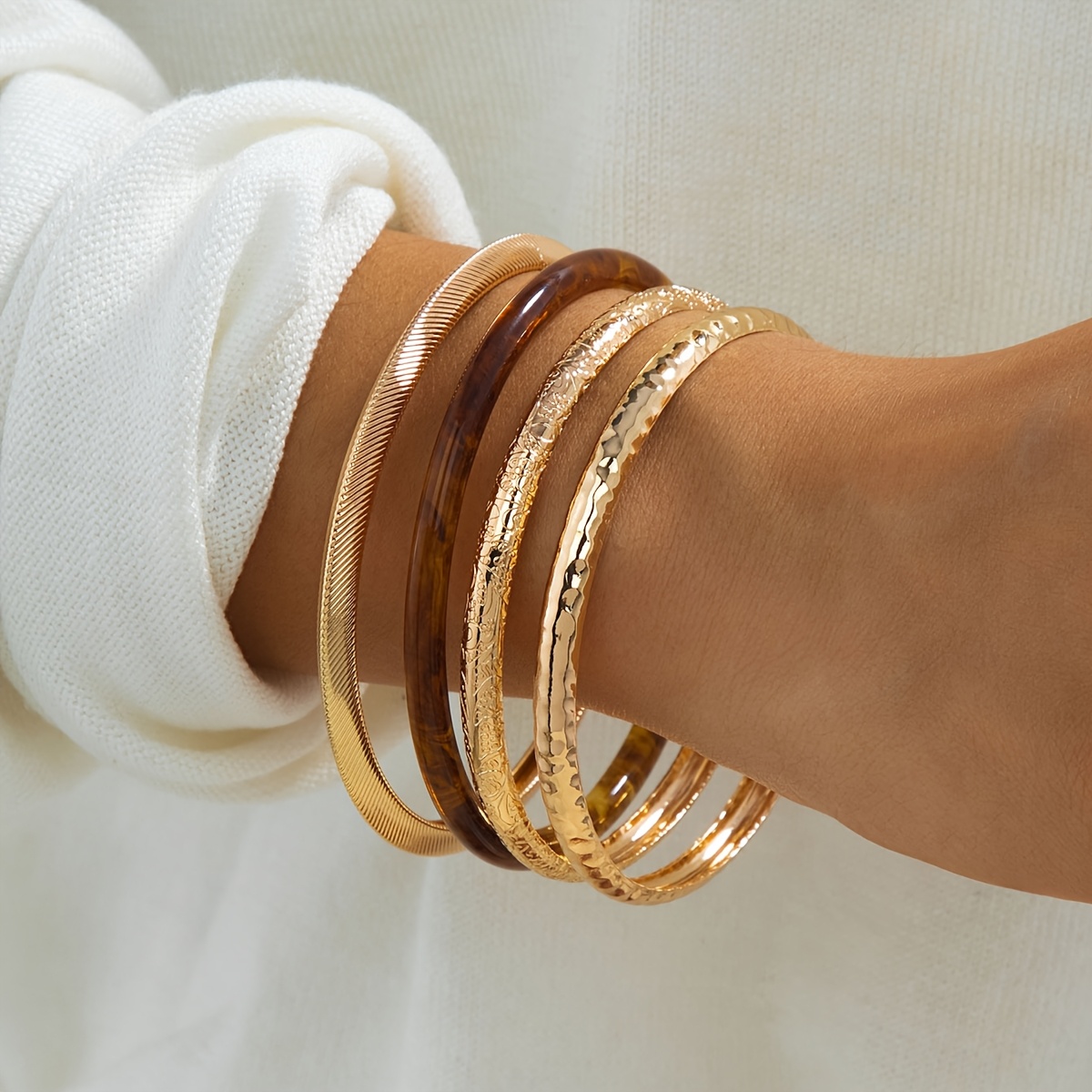 TEMU Women's Bohemian Bracelet Set - Layered Suitable For Daily Wear & Resort Style, Multi-component Bracelet For - Versatile, No Coating