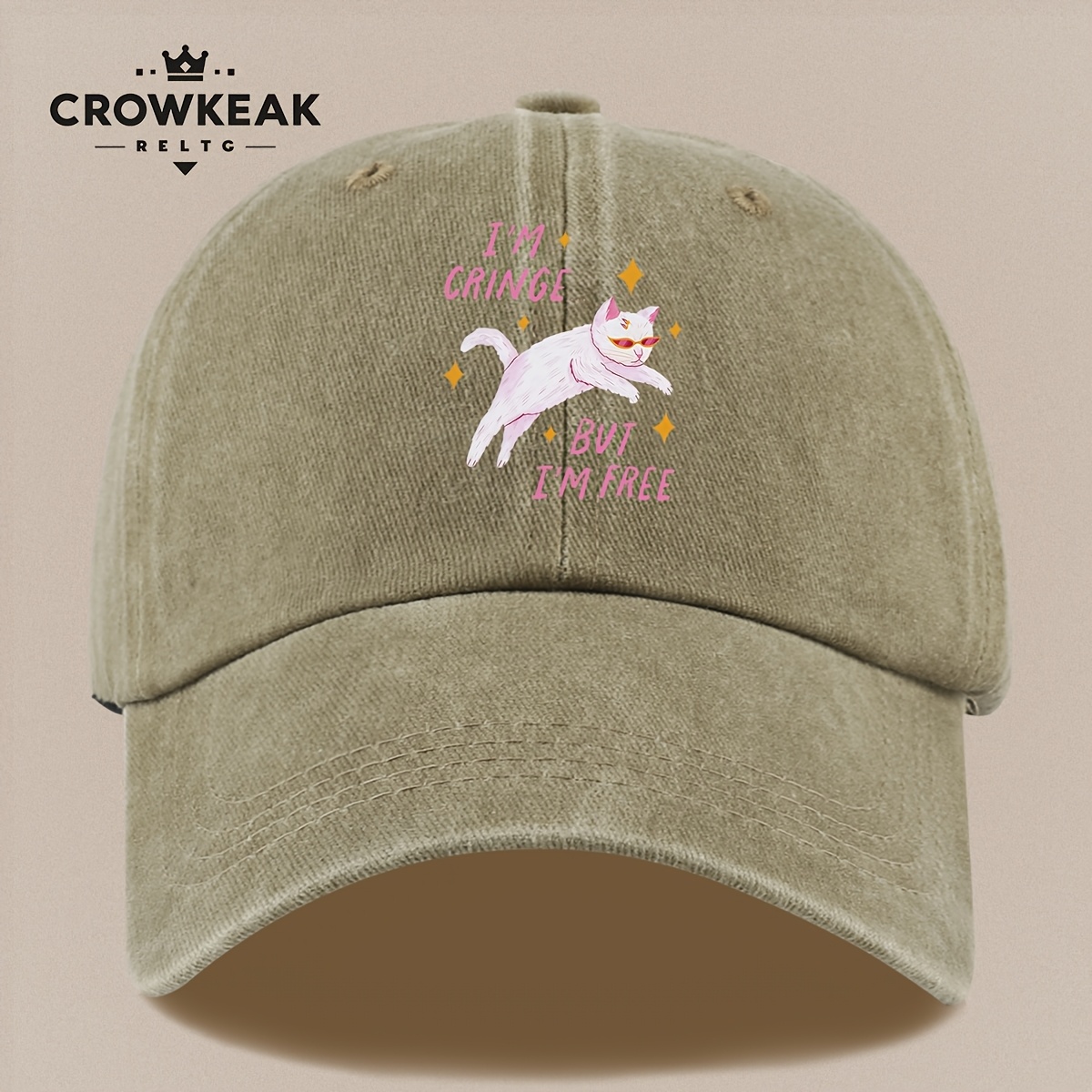 TEMU 1pc Cat Printed Baseball Cap Summer Casual Wear Additions For Cat Lovers Black Papa Trucker Hat Breathable Comfortable Solid Color Easy Vintage