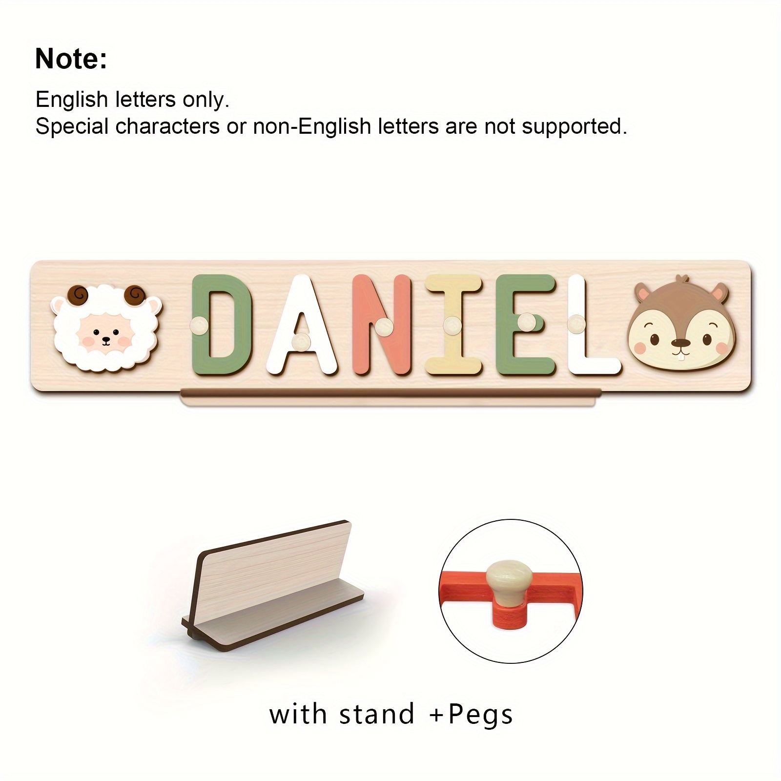 Custom Personalized Name Puzzles, Khaki Color, Early Education Toy