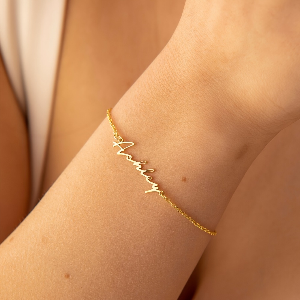 Personalized Stainless Steel Nameplate Charm Bracelet