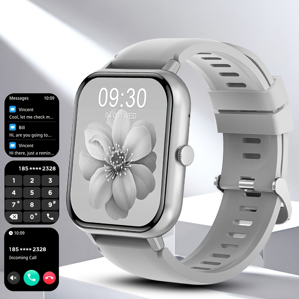 Gwenland Smart Watches For Men And Women - Casual Design, Featuring Display, Over 100 Sports , Waterproof Square Case With Silicone Strap, Hd Calling And Voice Features, Pc Case, Rechargeable Battery