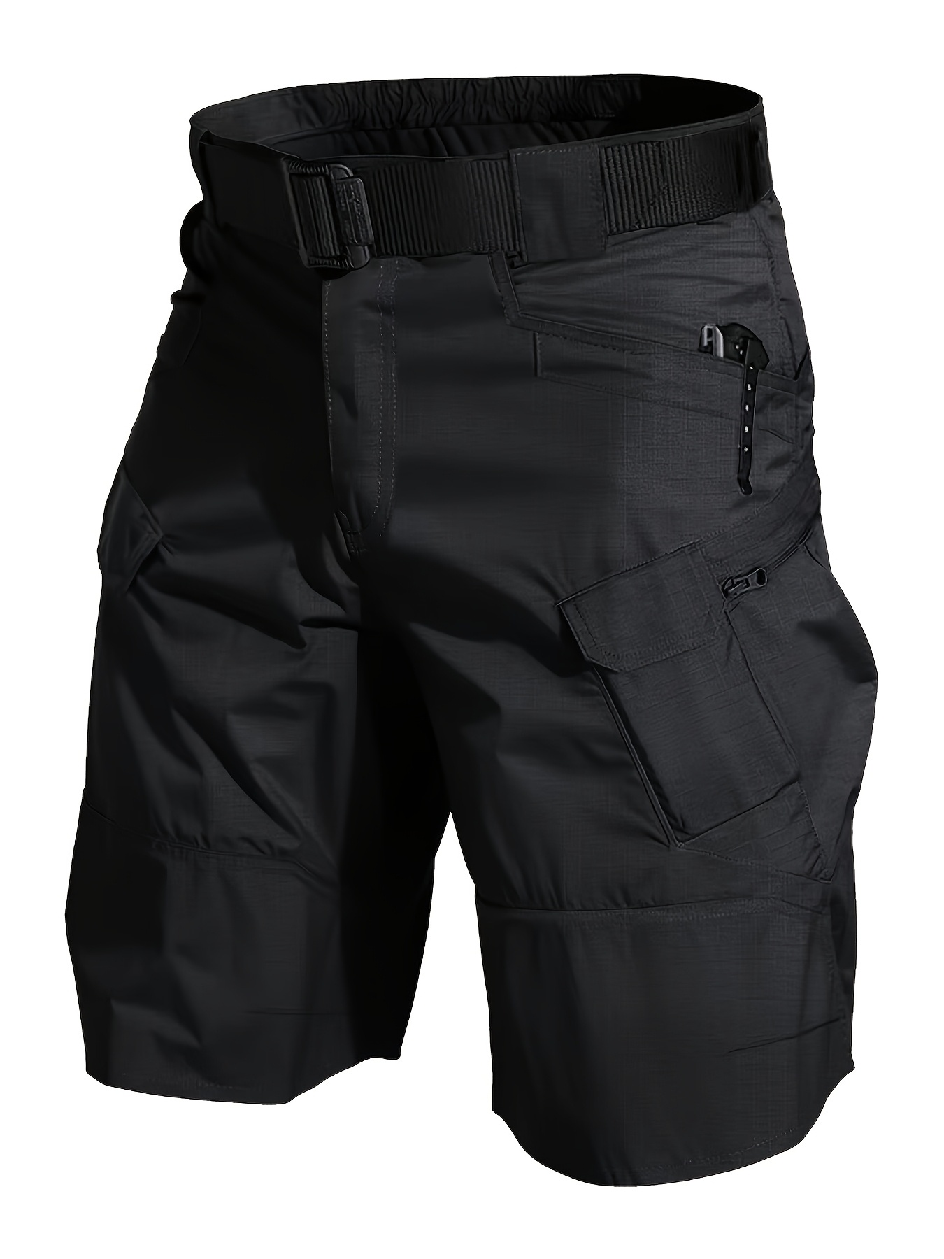 mens   cargo shorts multi pocket tear resistant wear resistant and durable solid color summer shorts suitable for outdoor hiking no waistband