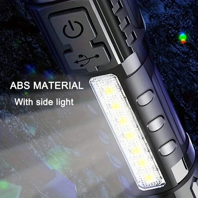 Buy 1 Get 1 Free, Total of 2pcs Multifunctional Flashlights High Lumens Rechargeable LED Battery Powered with 6 Light Modes, Cob Side Light, USB C, Zoomable, Powerful Handheld Flash Lights Perfect for Emergency, Camping, Outdoor Adventures, IP44