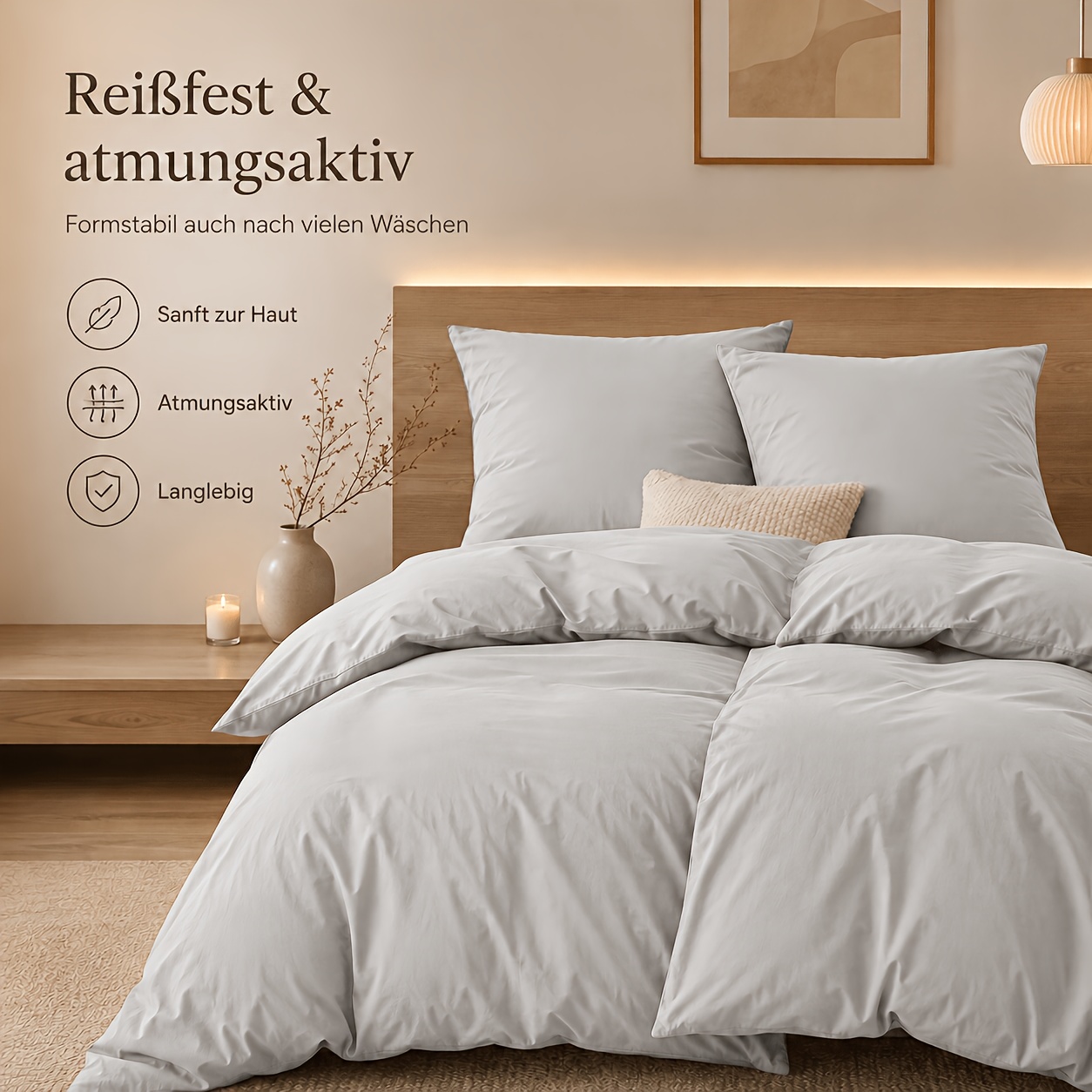 Image of 3pcs Duvet Cover Set, Hotel- Bedding, 200x200, 200x220 Smooth Breathable Skin-friendly Fabric, Summer-friendly , Includes Pillowcase, Zipper, Machine Washable, Bed For