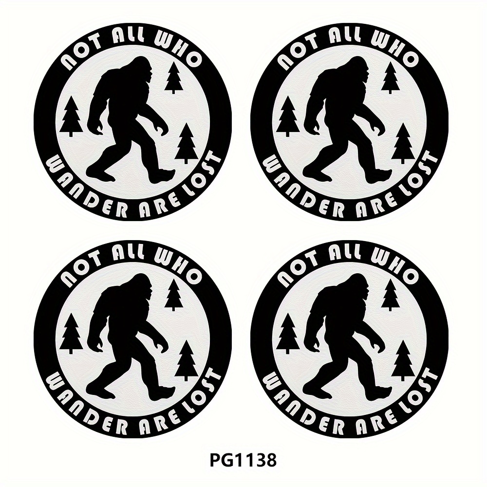 TEMU 4pcs Pattern Car Coaster, 2.75in Round Pu Leather Trim Car Coaster, Household & Car , Beverage Mat Men's & Women' Interior Accessories, Decorative Coaster