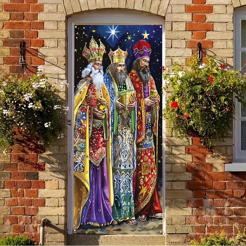 

Merry Christmas Banner By Hego - Polyester, No Power Needed, Porch & Wall Decor, Features Oil Painting Design