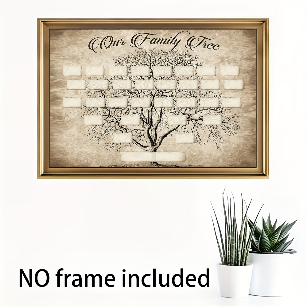 TEMU 2d Flat, 1pc 1pcs Frameless Family Tree Wall Chart - Modern Minimalist Genealogy Chart Suitable For Home Office Decor, Canvas With Template,