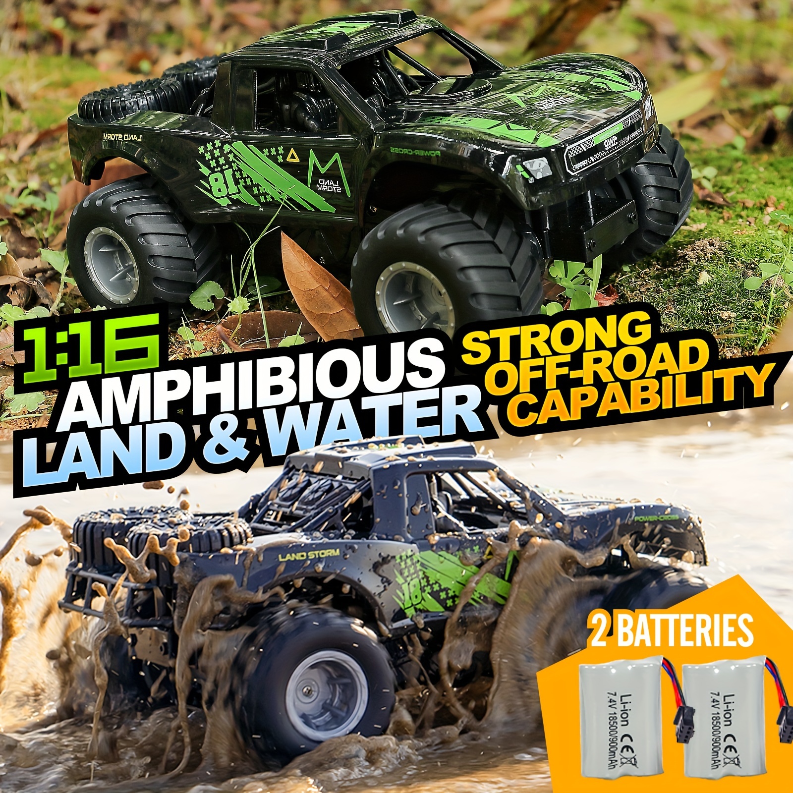 

1:16 Rc Car 2 Rechargeable Battery, Trucks 4x4 , 4wd Rc Car For Boys 4-7