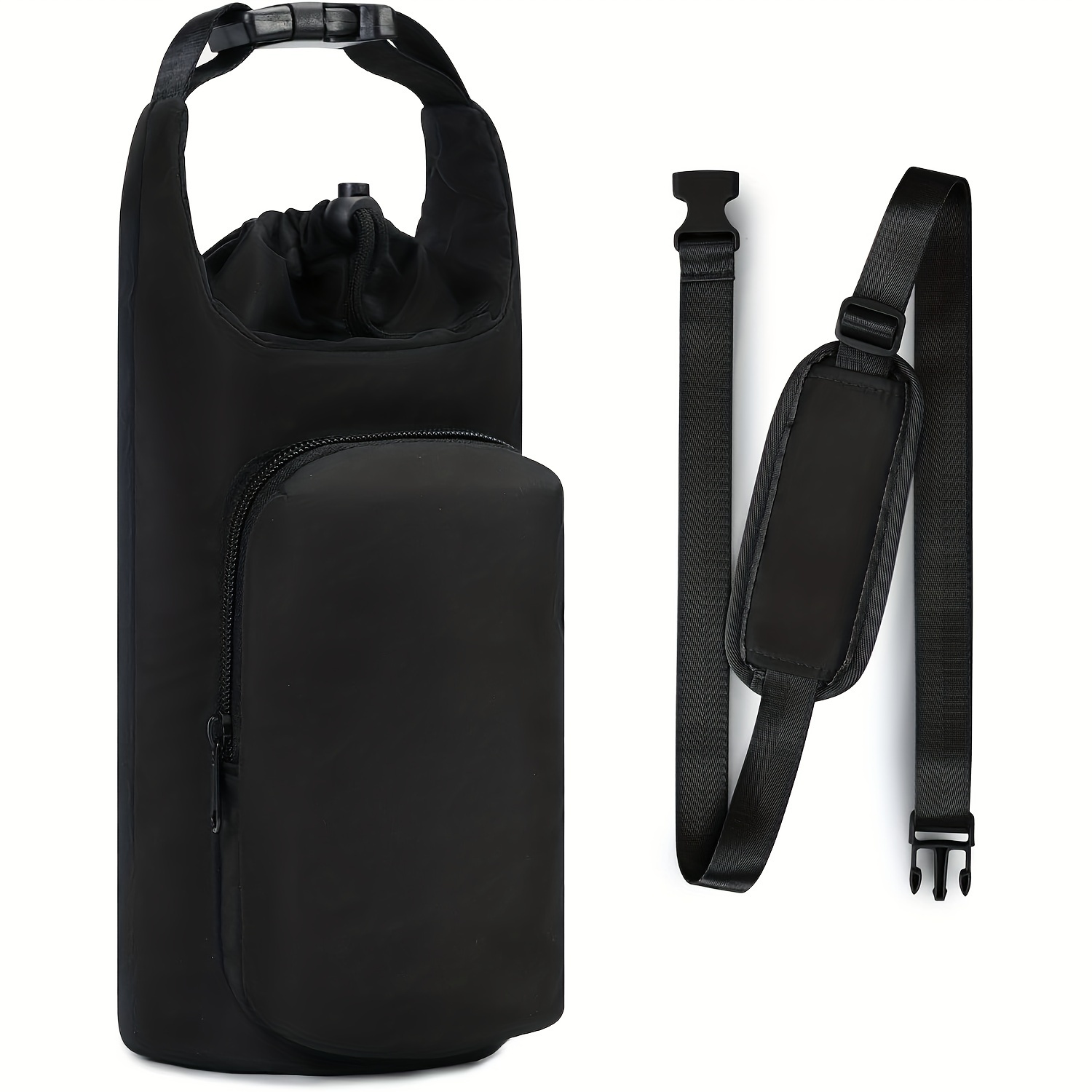 TEMU 1pc Purple Insulated Water Bottle Bag With Phone Pocket - 32oz/40oz, Adjustable Shoulder Strap, Fabric, Ideal For Outdoor Activities, | Adjustable Strap Bag | Fabric Bag, Water Bottle Holder