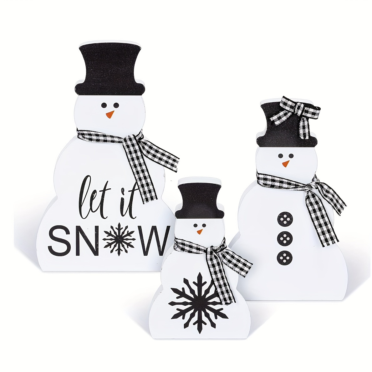 

6pcs Winter Snowman Wooden Decor Black And Layered Tray Decor With And Christmas Center Decor For Fireplace Fireplace Home Party Supplies