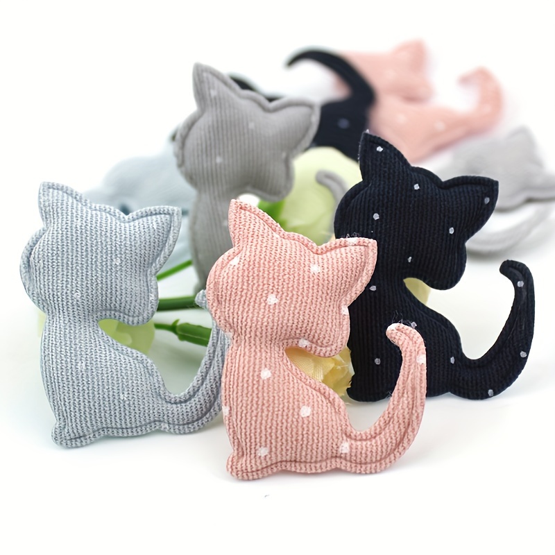 

40pcs Cat Shaped Fabric Appliques Polka Dot Padded Patch Embellishments For Hair Clips Headbands Diy Craft Clothing Accessories