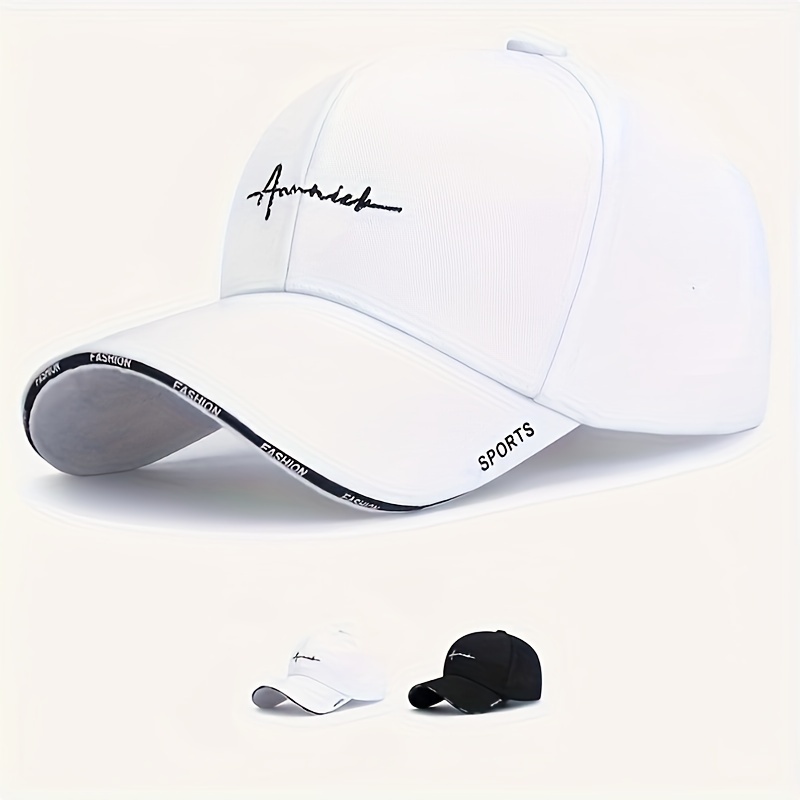 

2pcs Adjustable Baseball Caps, Casual Sports Style, Cotton And Polyester Blend, Perfect For Spring, Autumn, And Beach Vacations