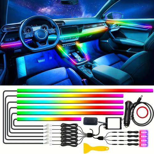 acrylic interior car led strip light rgb 10 in 1 with 175 inches 393 leds fiber optic ambient lighting kits 16 million colors sound car neon lights interior light strips for cars golf ball accessories