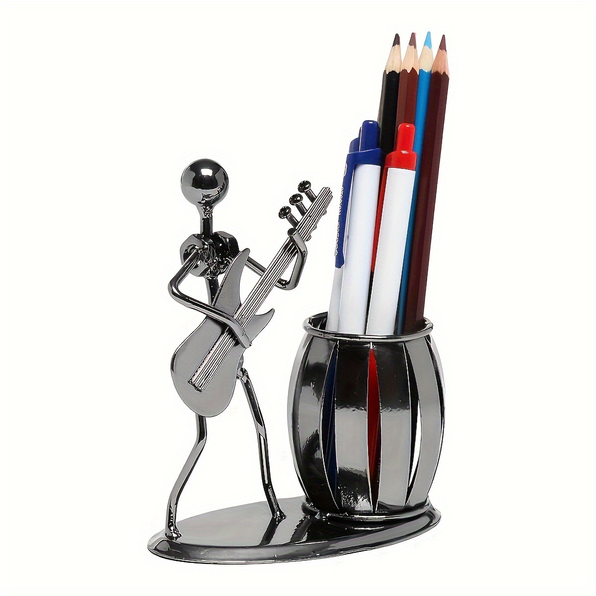 

Rocker Guitar-shaped Metal Desk Organizer - Vintage Pen & Pencil Holder, Ideal Gift For Music Lovers