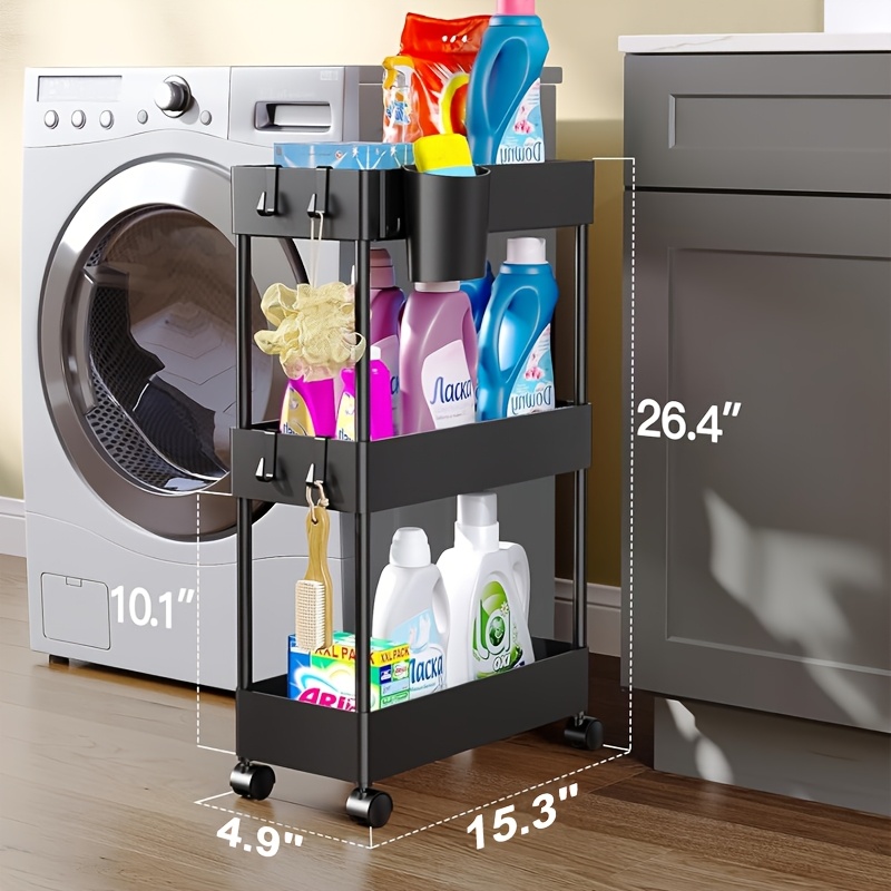 TEMU Étagère de Rangement Mobile Noire Petite à Plusieurs Niveaux pour Cuisine, Chambre, Salle de Bain et Toilette