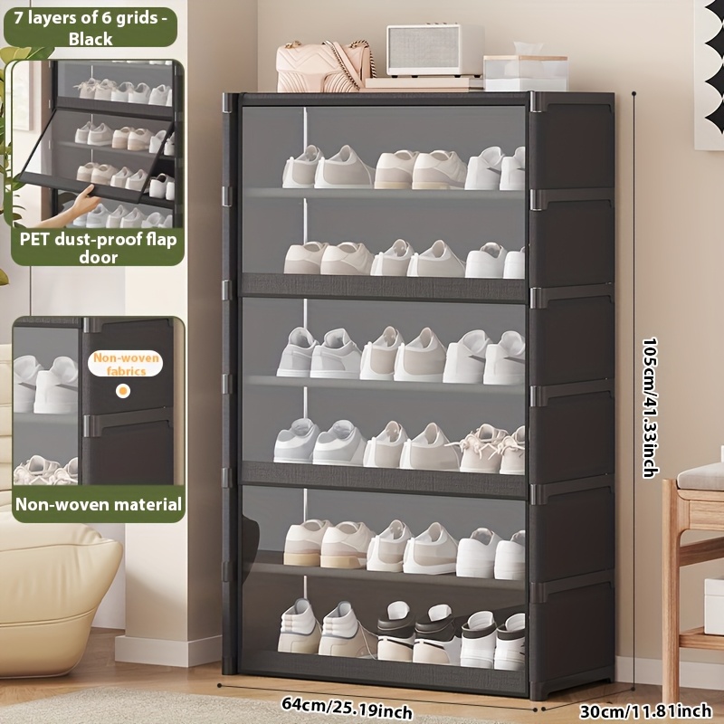 TEMU 1pc Garde-robe à plusieurs niveaux pour chaussures, petit rangement de placard anti-poussière, meuble de rangement multifonctionnel et facile à